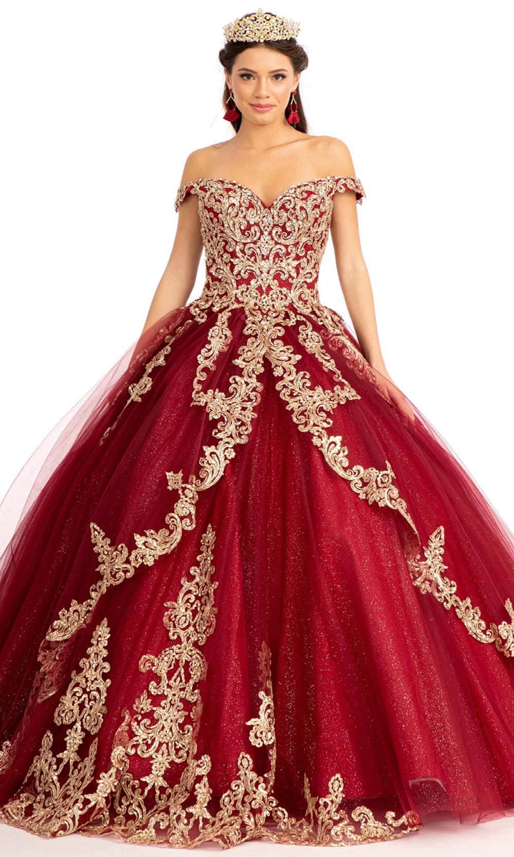 Elizabeth K - Applique Ballgown GL1972  In Red