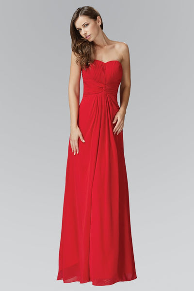Elizabeth K - GL2068 Pleated Sweetheart Chiffon A-line Dress Special Occasion Dress XS / Red