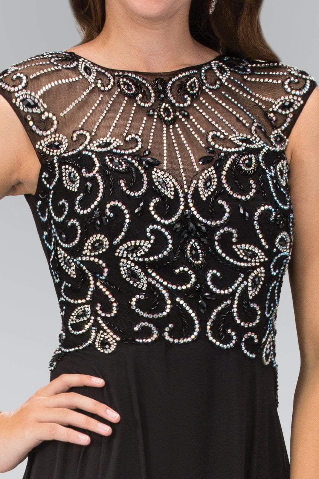 Elizabeth K - GL2120 Beaded Illusion High Neck Chiffon Gown Special Occasion Dress