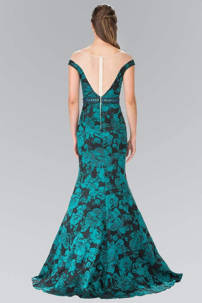 Elizabeth K - GL2245 Mock Off-Shoulder Floral Print Mermaid Gown Special Occasion Dress