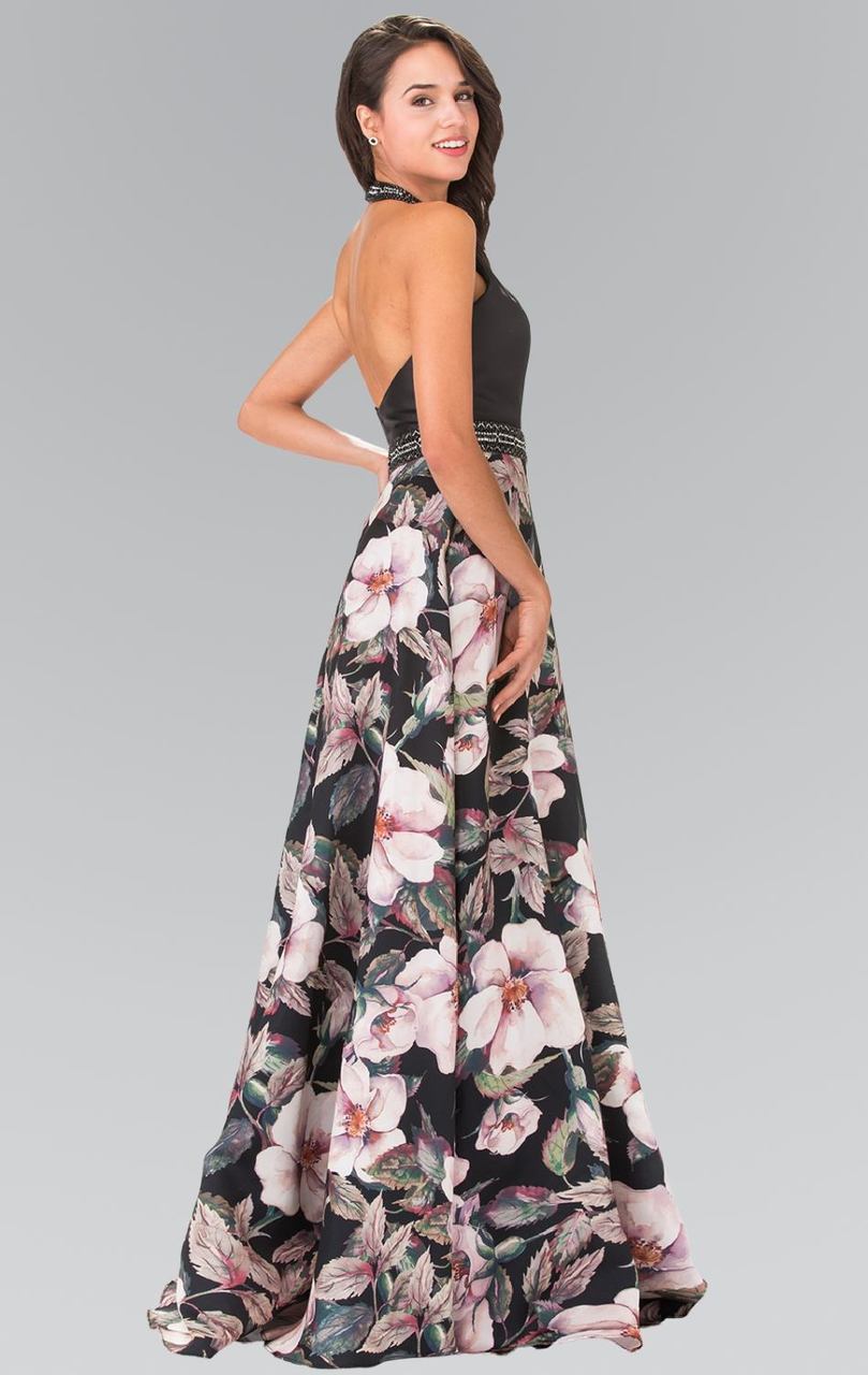 Elizabeth K - GL2302 Long Halter Floral Gown Special Occasion Dress