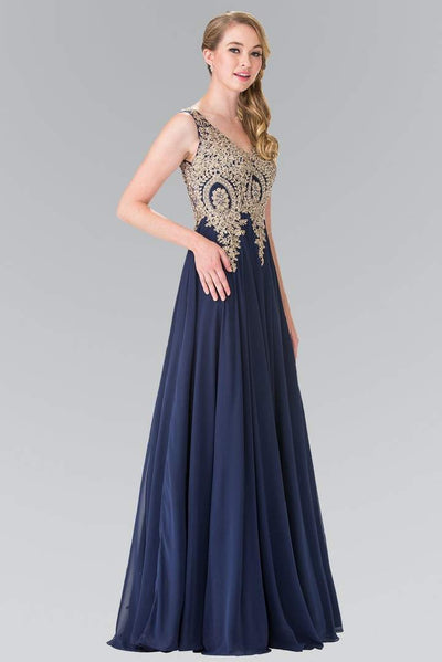 Elizabeth K - GL2311 Intricate Lace V-Neck A-Line Gown - 1 pc Burgundy in Size XL Available CCSALE