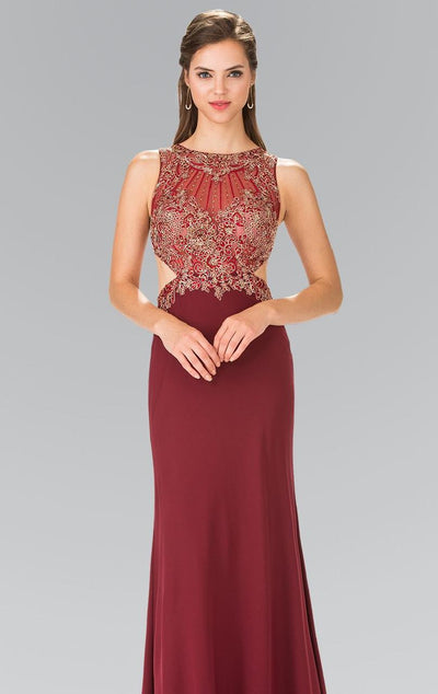 Elizabeth K - GL2324 Jewel Long Dress with Side Cut Outs Special Occasion Dress