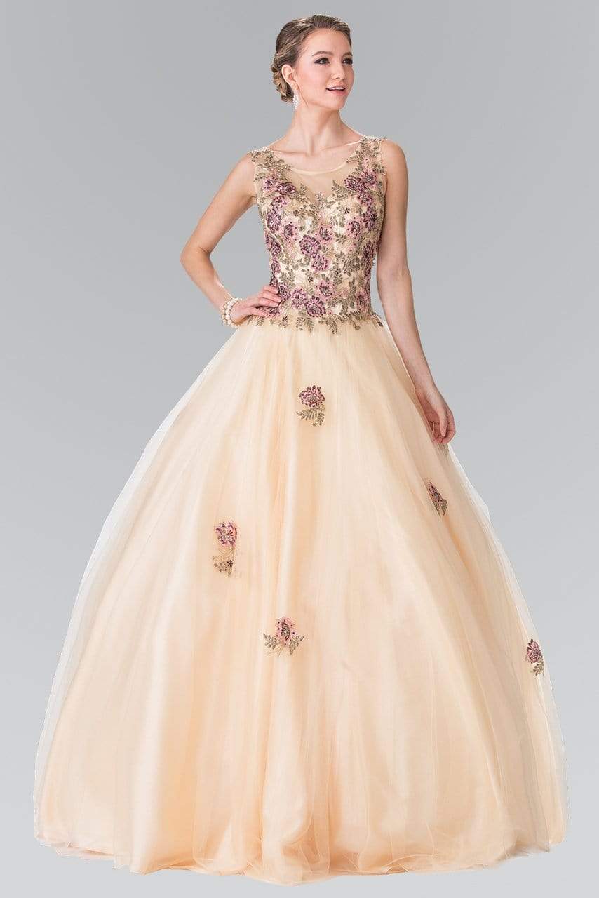 Elizabeth K - GL2346 Floral Embroidery Ballgown Special Occasion Dress XS / Champagne
