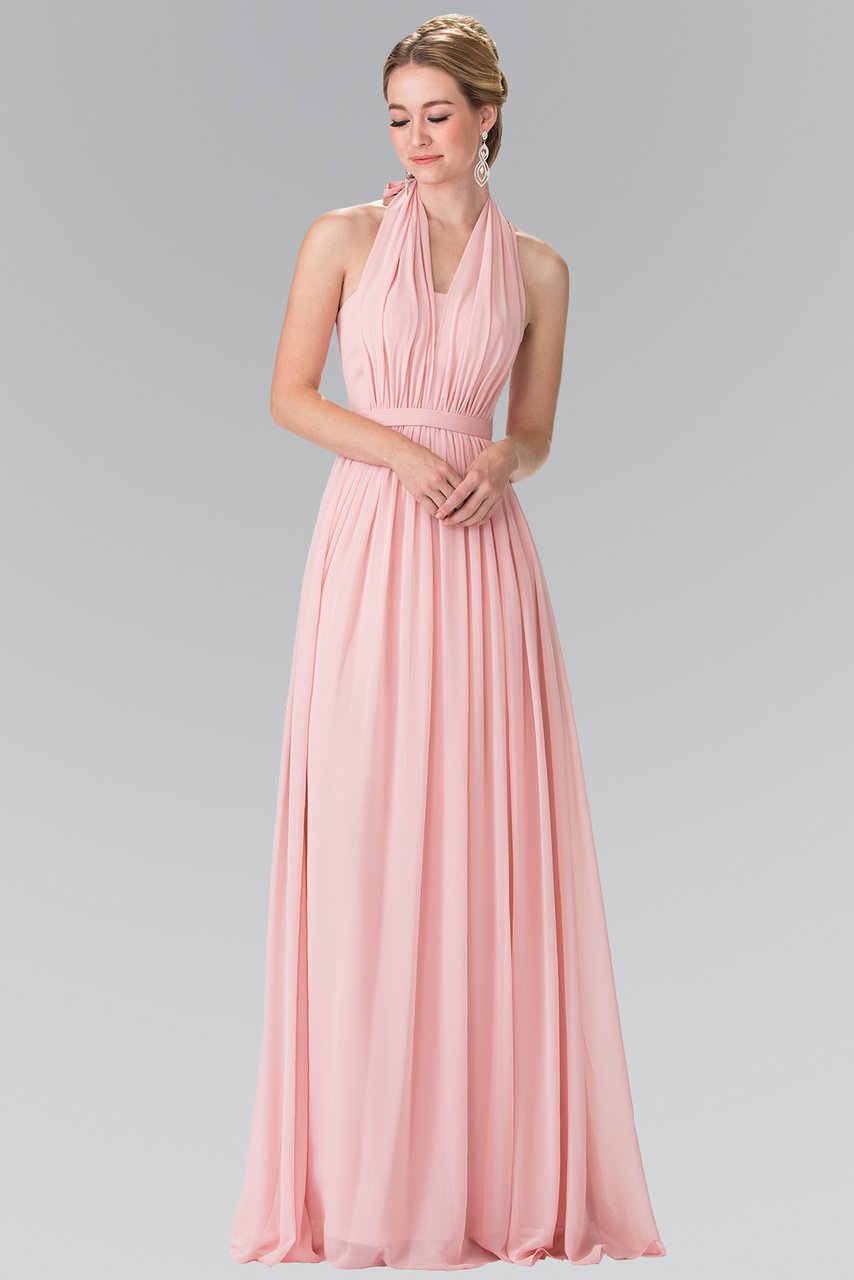Elizabeth K - GL2362 Long Chiffon Halter Dress Special Occasion Dress XS / Blush