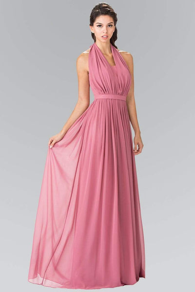 Elizabeth K - GL2362 Long Chiffon Halter Dress Bridesmaid Dresses XS / D/Rose