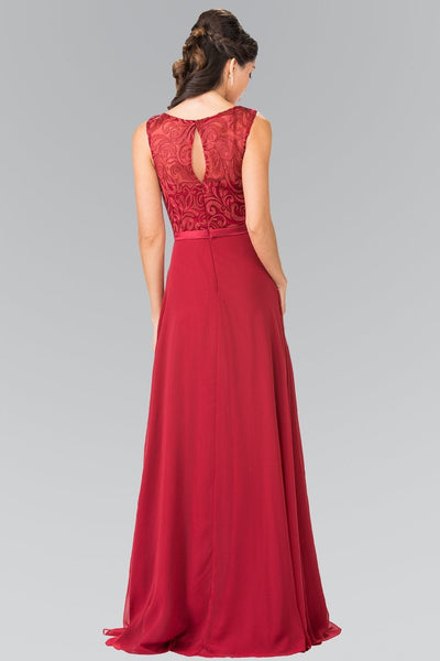 Elizabeth K - GL2364 Embroidered Illusion Top Chiffon A Line Dress Special Occasion Dress