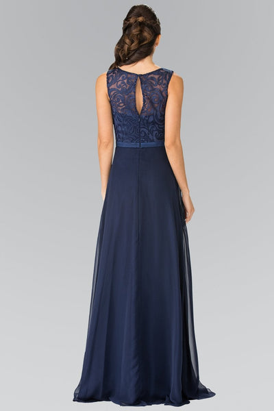Elizabeth K - GL2364 Embroidered Illusion Top Chiffon A Line Dress Special Occasion Dress