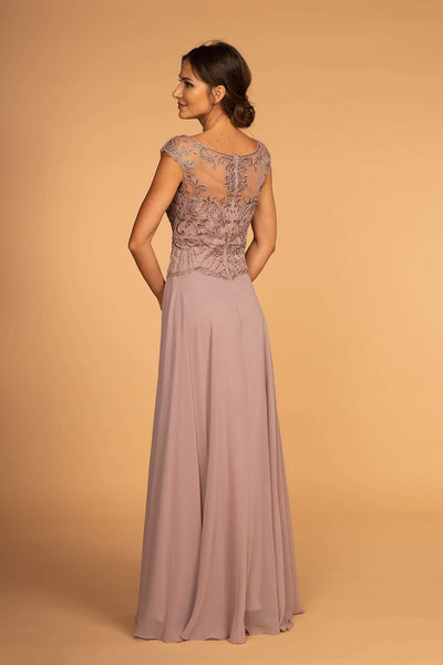 Elizabeth K - GL2523 Embellished Illusion Scoop Chiffon A-line Dress Special Occasion Dress