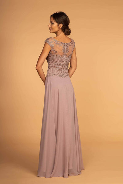 Elizabeth K GL2523 - Jeweled Lace Scoop Formal Dress Special Occasion Dresses M /Mauve