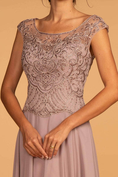 Elizabeth K GL2523 - Jeweled Lace Scoop Formal Dress Special Occasion Dresses S /Mauve