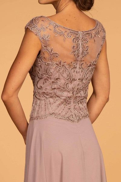 Elizabeth K GL2523 - Jeweled Lace Scoop Formal Dress Special Occasion Dresses S /Mauve
