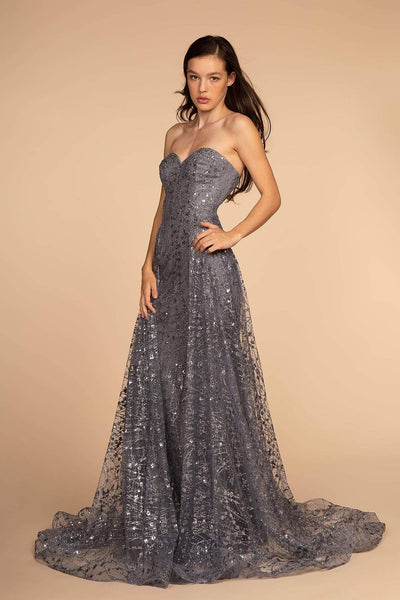 Elizabeth K - GL2587 Strapless Sequined Evening Dress Special Occasion Dress XS / Gray