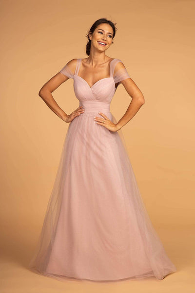 Elizabeth K - GL2610 Cold Shoulder Sweetheart Neck Tulle A-Line Gown Prom Dresses XS / Mauve