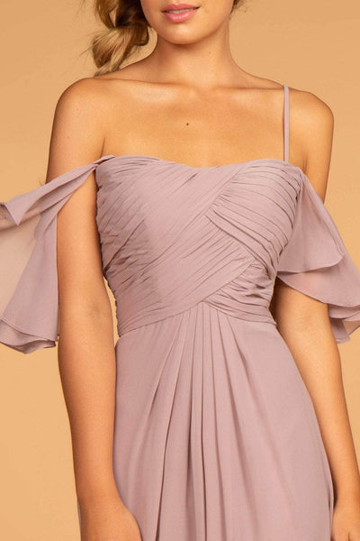 Elizabeth K GL2615 - Cold Shoulder A-Line Evening Dress Bridesmaid Dresses M /Mauve