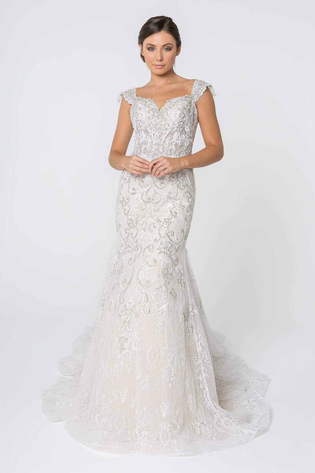 Elizabeth K - GL2822 Jewel Embroidered Sweetheart Trumpet Gown Wedding Dresses XS / Ivory/Champagne