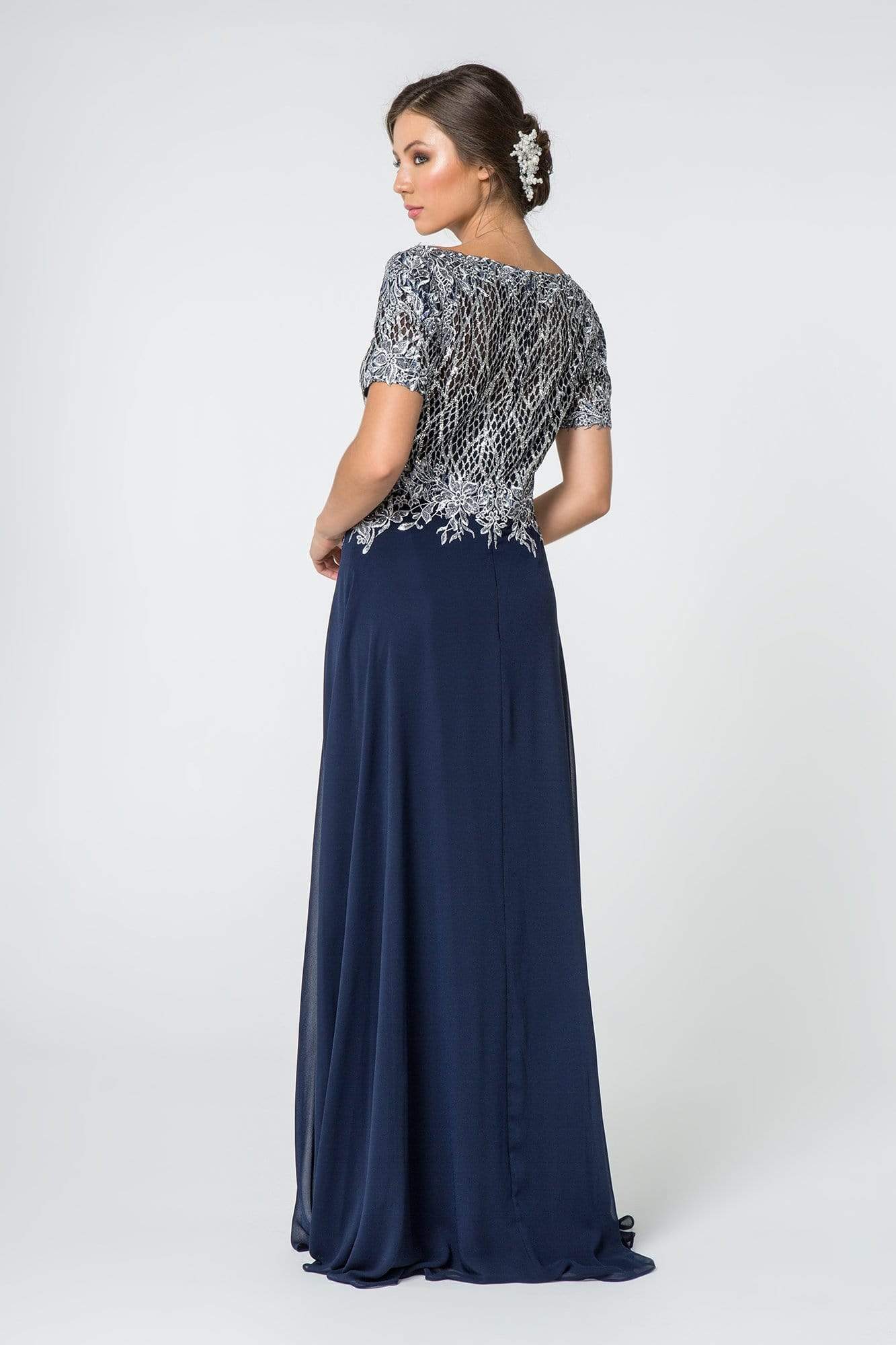 Elizabeth K - GL2826 Metallic Lace Embroidered Chiffon Dress Mother of the Bride Dresses