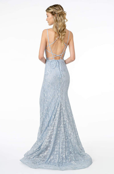 Elizabeth K - GL2898 Strappy Open Back Glitter High Slit Gown Evening Dresses