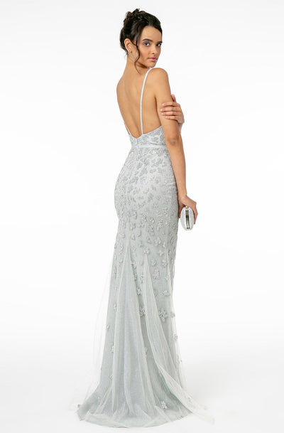 Elizabeth K - GL2917 Illusion Deep V-Neck Glitter Mesh Long Gown Evening Dresses