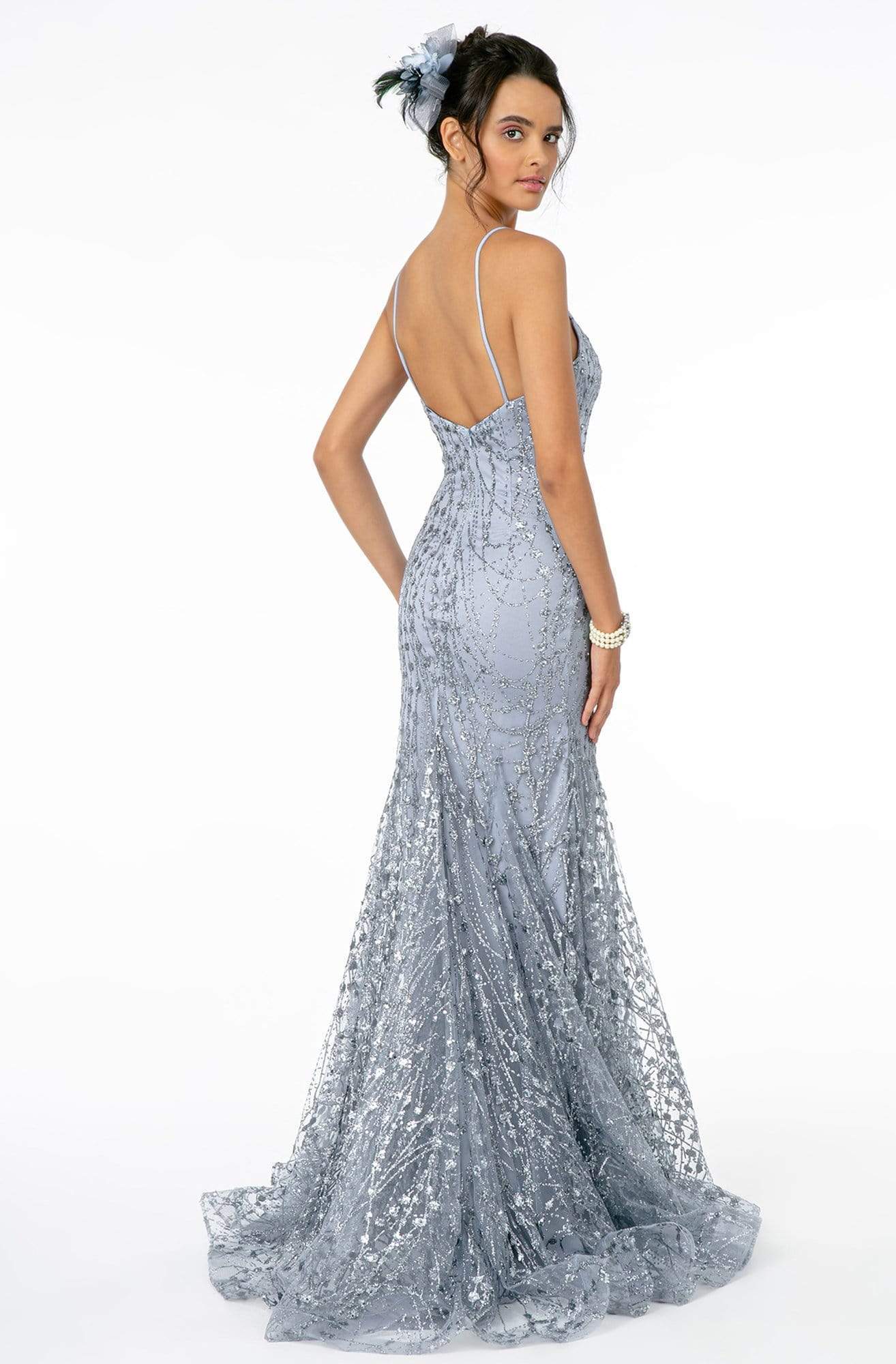 Elizabeth K - GL2965 Glitter Mesh Sleeveless Deep V-Neck Mermaid Dress Evening Dresses