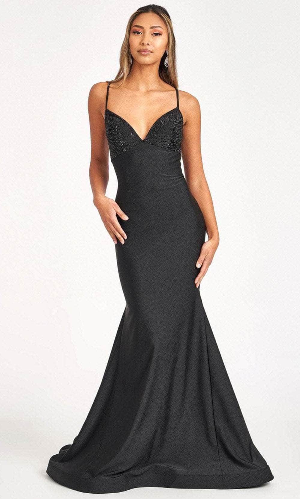 Elizabeth K GL3035 - Lace Up Back Mermaid Prom Dress Special Occasion Dress XS / Black