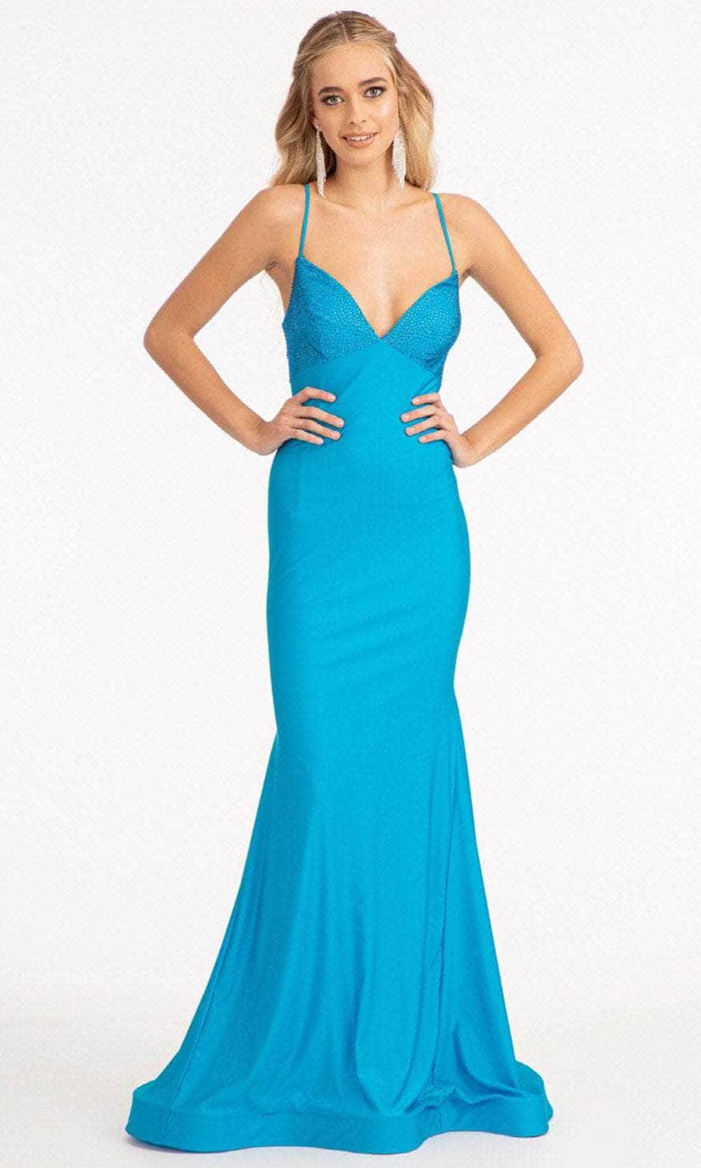 Elizabeth K GL3035 - Lace Up Back Mermaid Prom Dress Special Occasion Dress XS / Turquoise