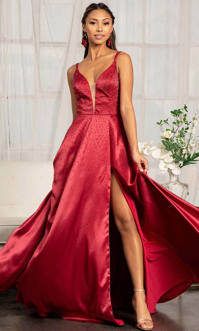 Elizabeth K GL3039 - Beaded Sweetheart A- line Dress Prom Dresses XS / Burgundy