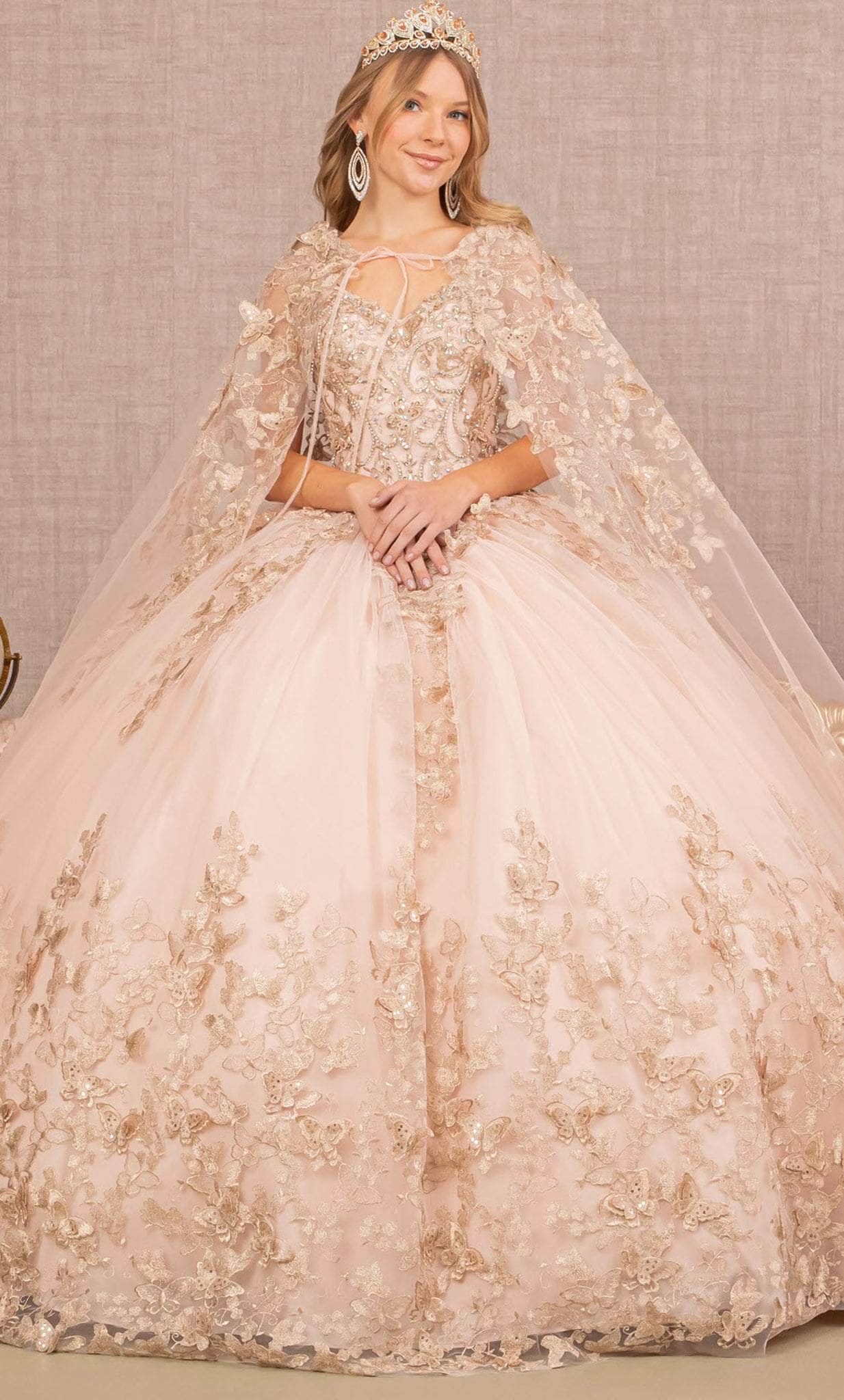 Elizabeth K GL3104 - Jewel Mesh Quinceanera Ballgown Special Occasion Dress XS / Rose Gold