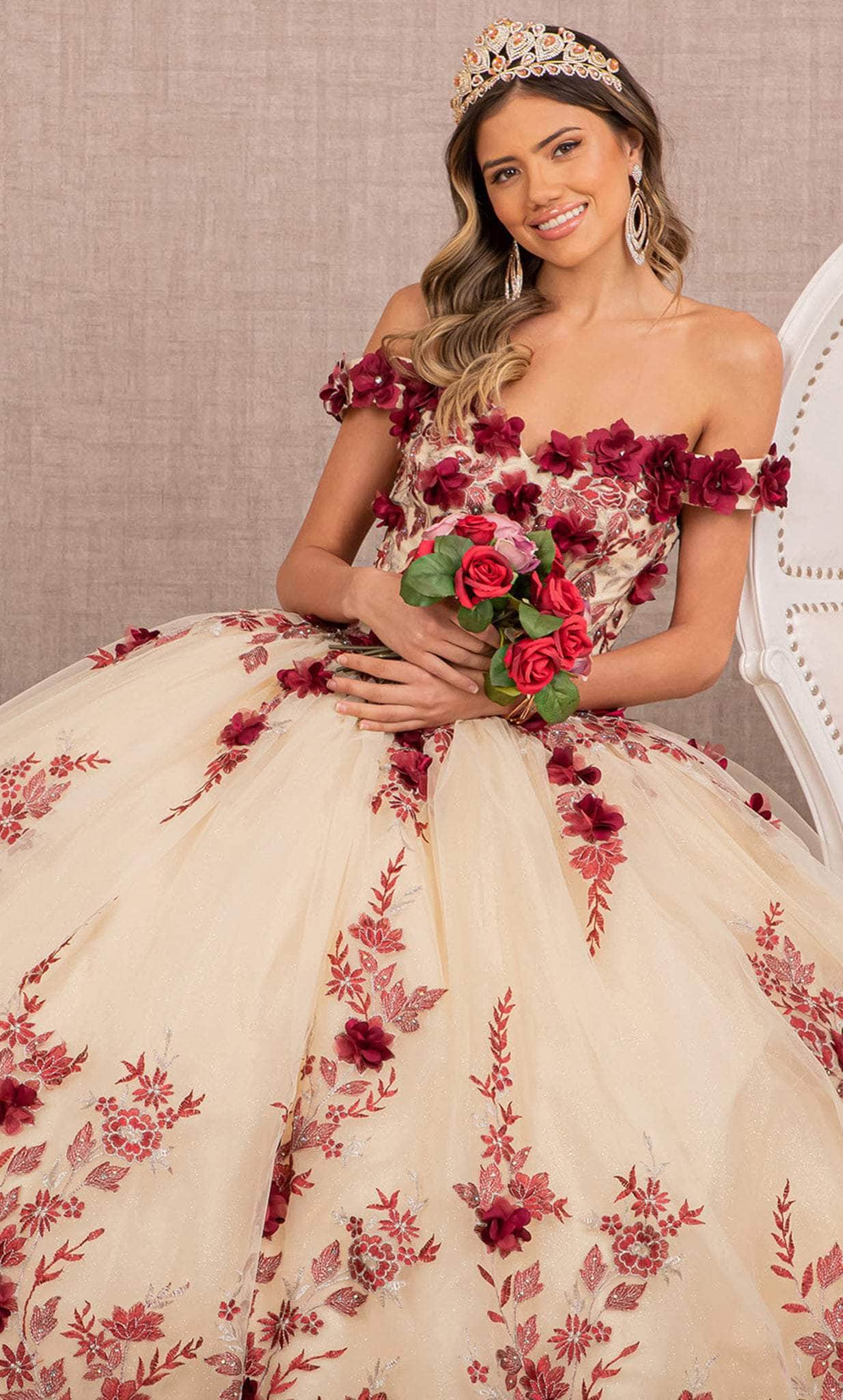 Elizabeth K GL3105 - Floral Ornate Quinceanera Ballgown Special Occasion Dress