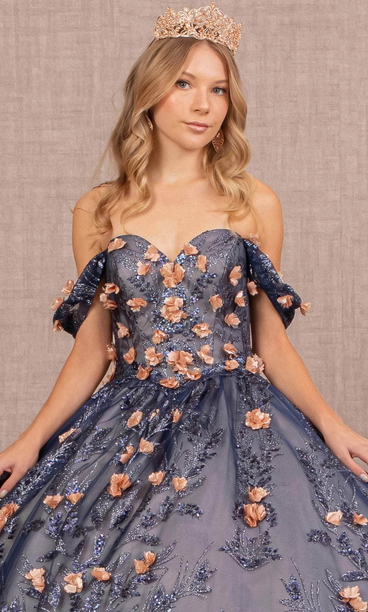 Elizabeth K GL3106 - Floral Appliqued Quinceanera Ballgown Special Occasion Dress