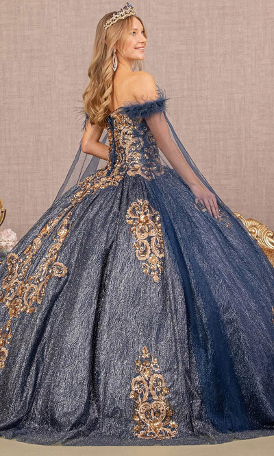 Elizabeth K GL3107 - Feathered Cape Quinceanera Ballgown Special Occasion Dress