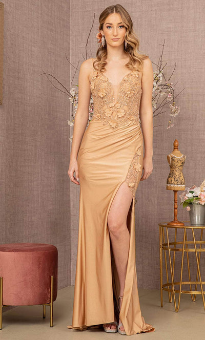 Elizabeth K GL3124 - Beaded V-Neck Prom Dress Special Occasion Dress XS / Gold