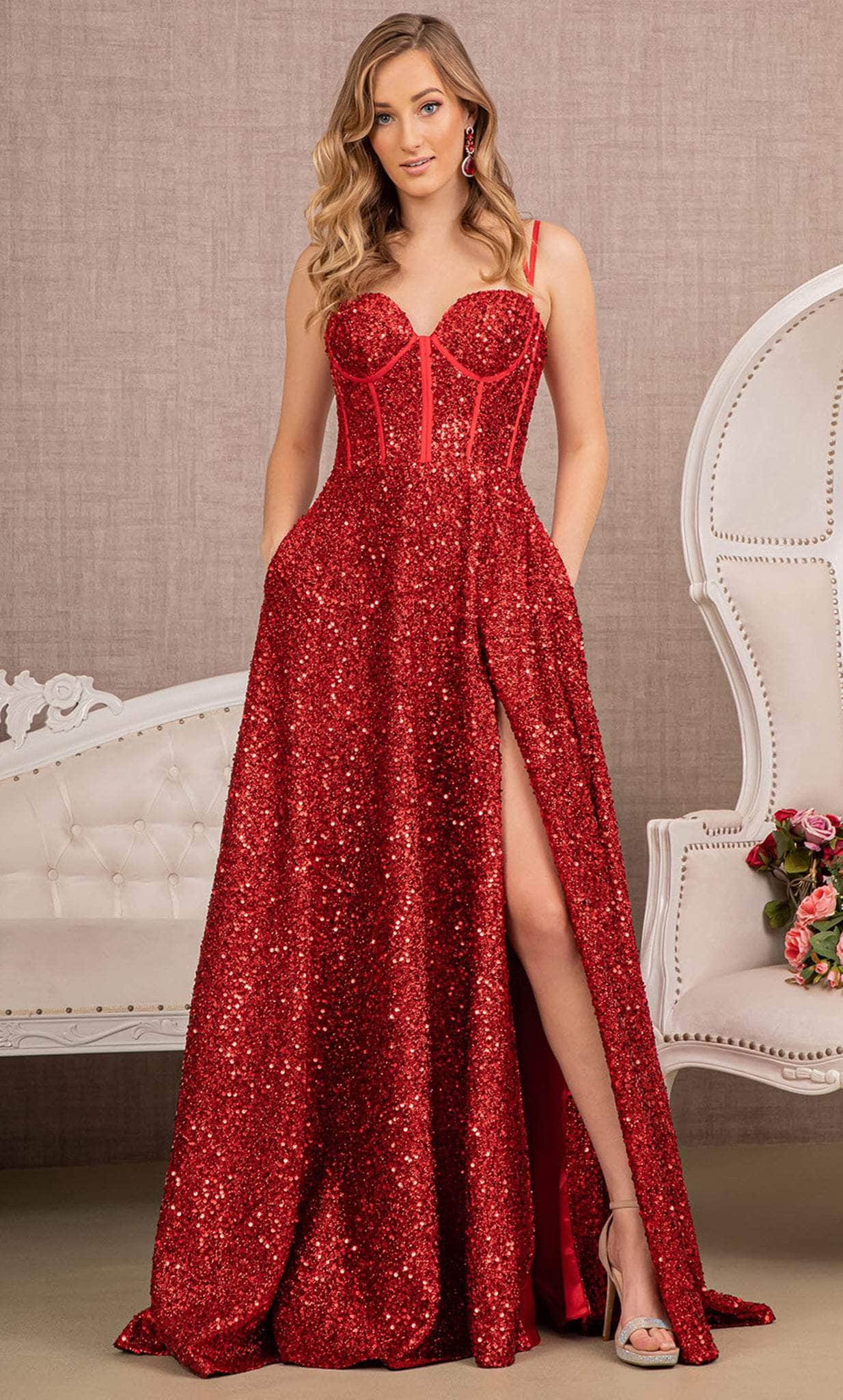 Elizabeth K GL3132 - Sweetheart Corset Bodice Prom Gown Special Occasion Dress XS / Red