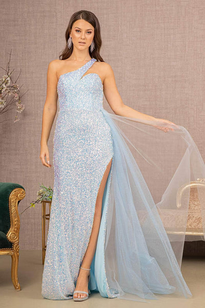 Elizabeth K GL3133 - Embellished Asymmetrical Prom Dress Special Occasion Dress XS / Baby Blue