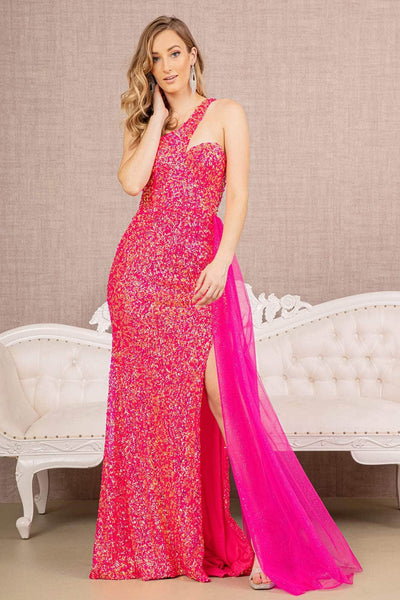 Elizabeth K GL3133 - Embellished Asymmetrical Prom Dress Special Occasion Dress XS / Fuchsia