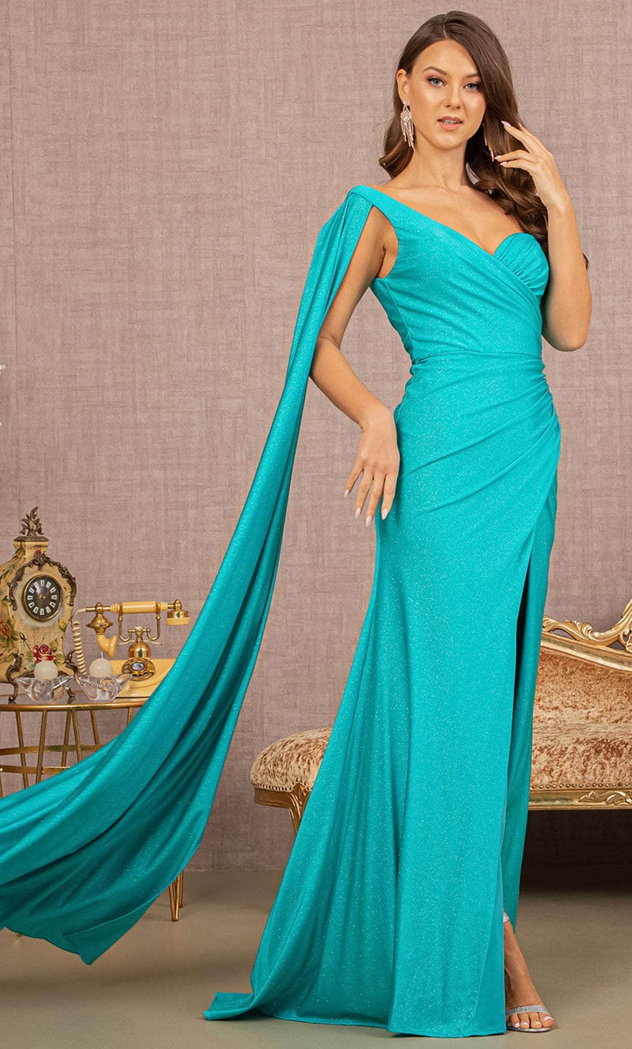 Elizabeth K GL3136 - Cascading Sash Glitter Evening Dress Special Occasion Dress