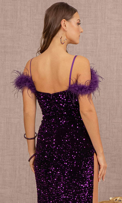 Elizabeth K GL3149 - Feather Ornate Sequin Prom Dress Special Occasion Dress
