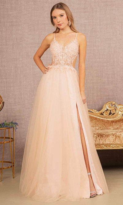Elizabeth K GL3152 - Embroidered Bodice A-line Prom Dress Special Occasion Dress XS / Blush