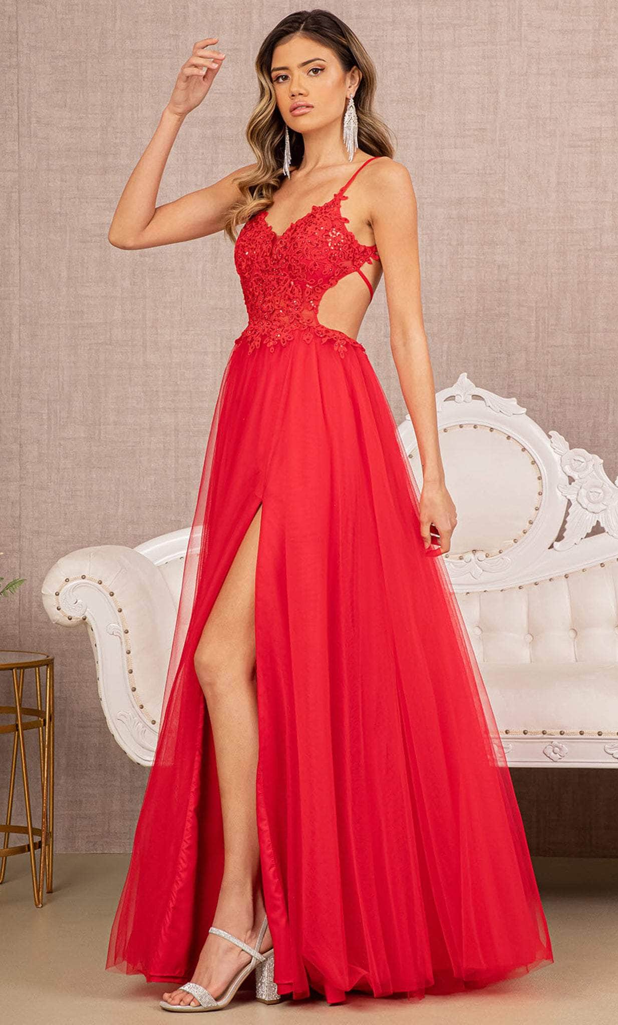 Elizabeth K GL3152 - Embroidered Bodice A-line Prom Dress Special Occasion Dress XS / Red