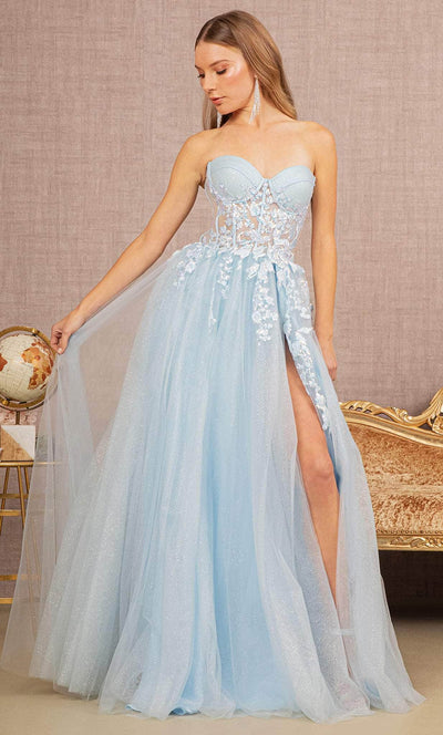 Elizabeth K GL3153 - Strapless Embroidered Prom Dress Special Occasion Dress XS / Baby Blue