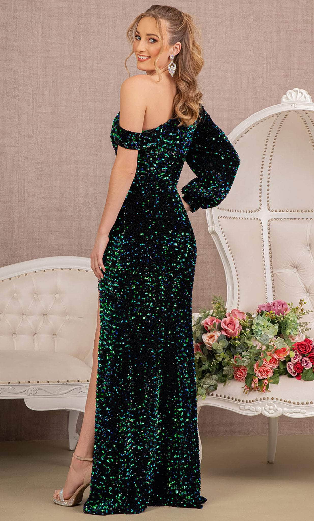 Elizabeth K GL3159 - Bishop Sleeve Sequin Evening Dress Special Occasion Dress