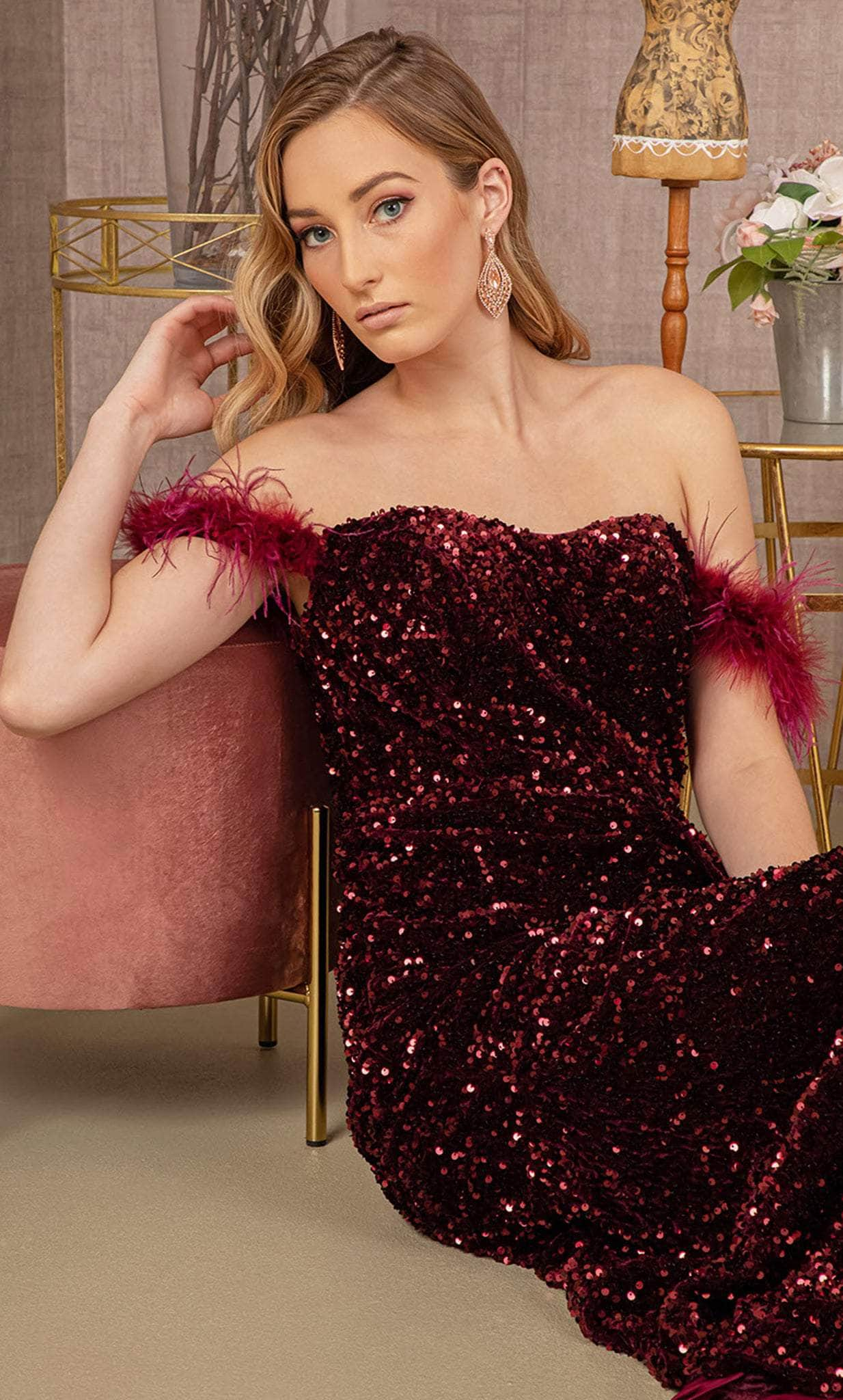 Elizabeth K GL3163 - Sequin Evening Dress with Slit Special Occasion Dress