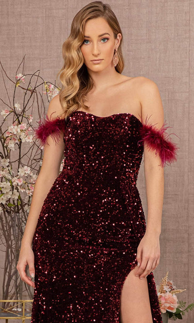 Elizabeth K GL3163 - Sequin Evening Dress with Slit Special Occasion Dress