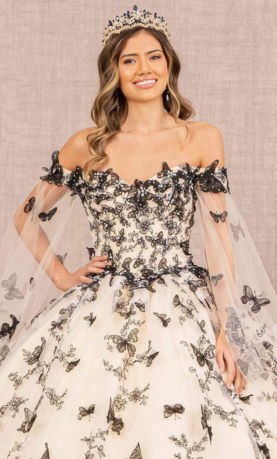 Elizabeth K GL3167 - Butterfly Motif Off Shoulder Ball Gown Special Occasion Dress