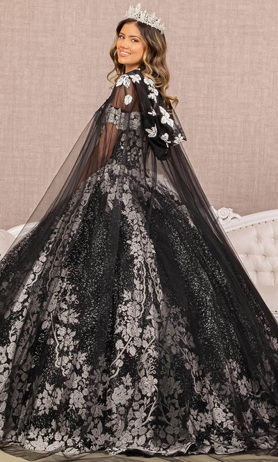 Elizabeth K GL3168 - Rosette Off Shoulder Cape Ballgown Special Occasion Dress