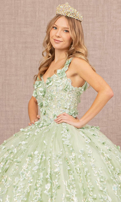 Elizabeth K GL3173 - Floral Detailed Sleeveless Ballgown Special Occasion Dress