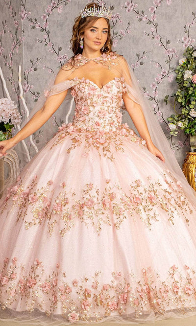 Elizabeth K GL3179 - Sequin Floral Ballgown Ball Gowns XS / Blush