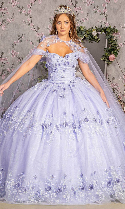 Elizabeth K GL3179 - Sequin Floral Ballgown Ball Gowns XS / Lilac