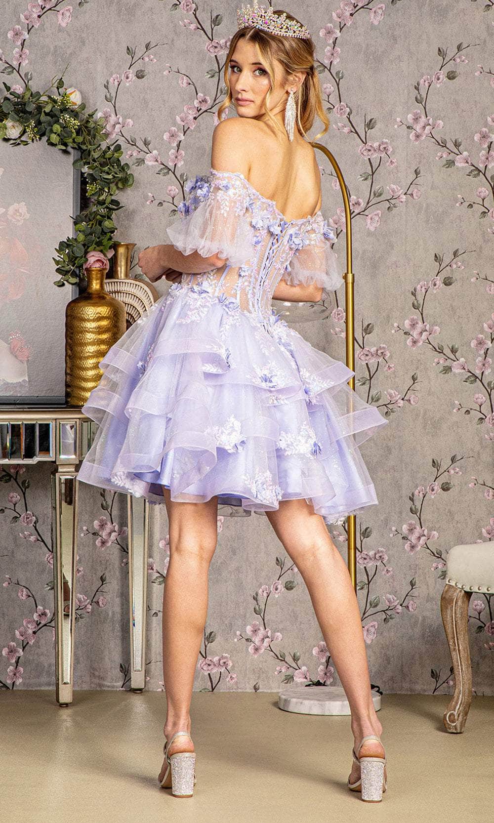 Elizabeth K GL3180 - Illusion Puff Sleeves Ballgown Ball Gowns