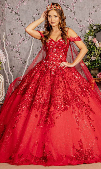 Elizabeth K GL3185 - Sweetheart Butterfly Ballgown Ball Gowns XS / Red